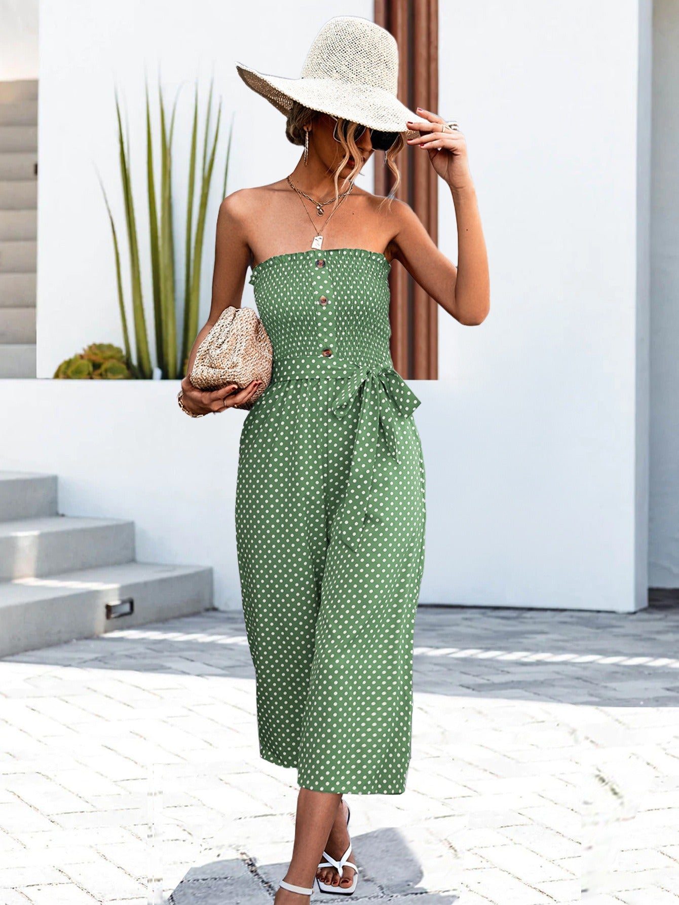Vestido Mono Lunares Sin Tirantes Verano Mujer - Vestiria