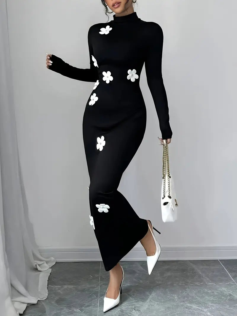 Vestido Negro Midi Elegante Fiesta - Vestiria
