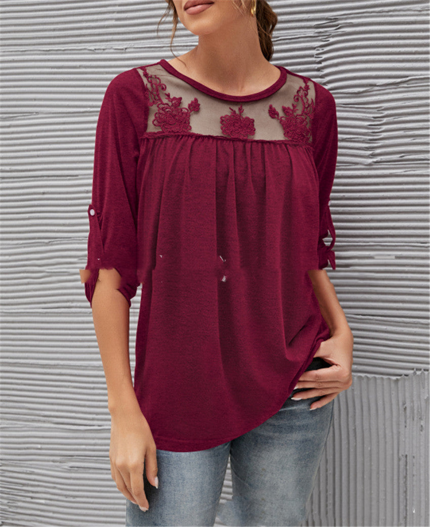 Blusa de encaje ligera y fresca