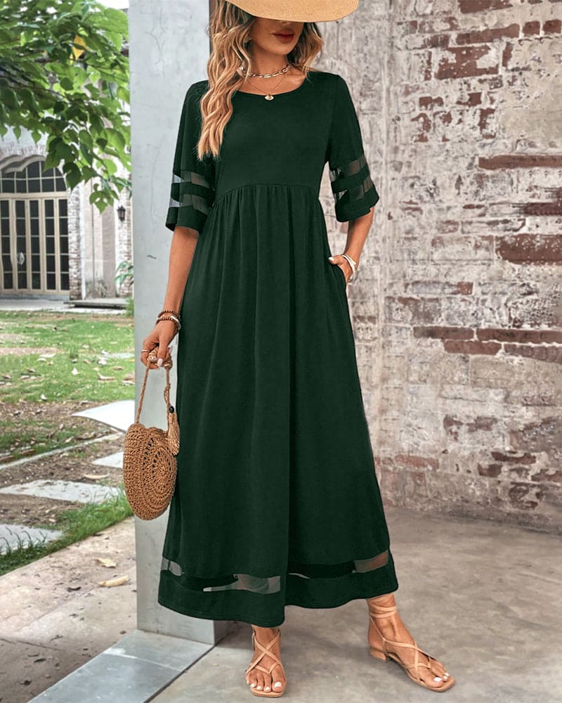 Vestido Maxi Comodo Manga Corta