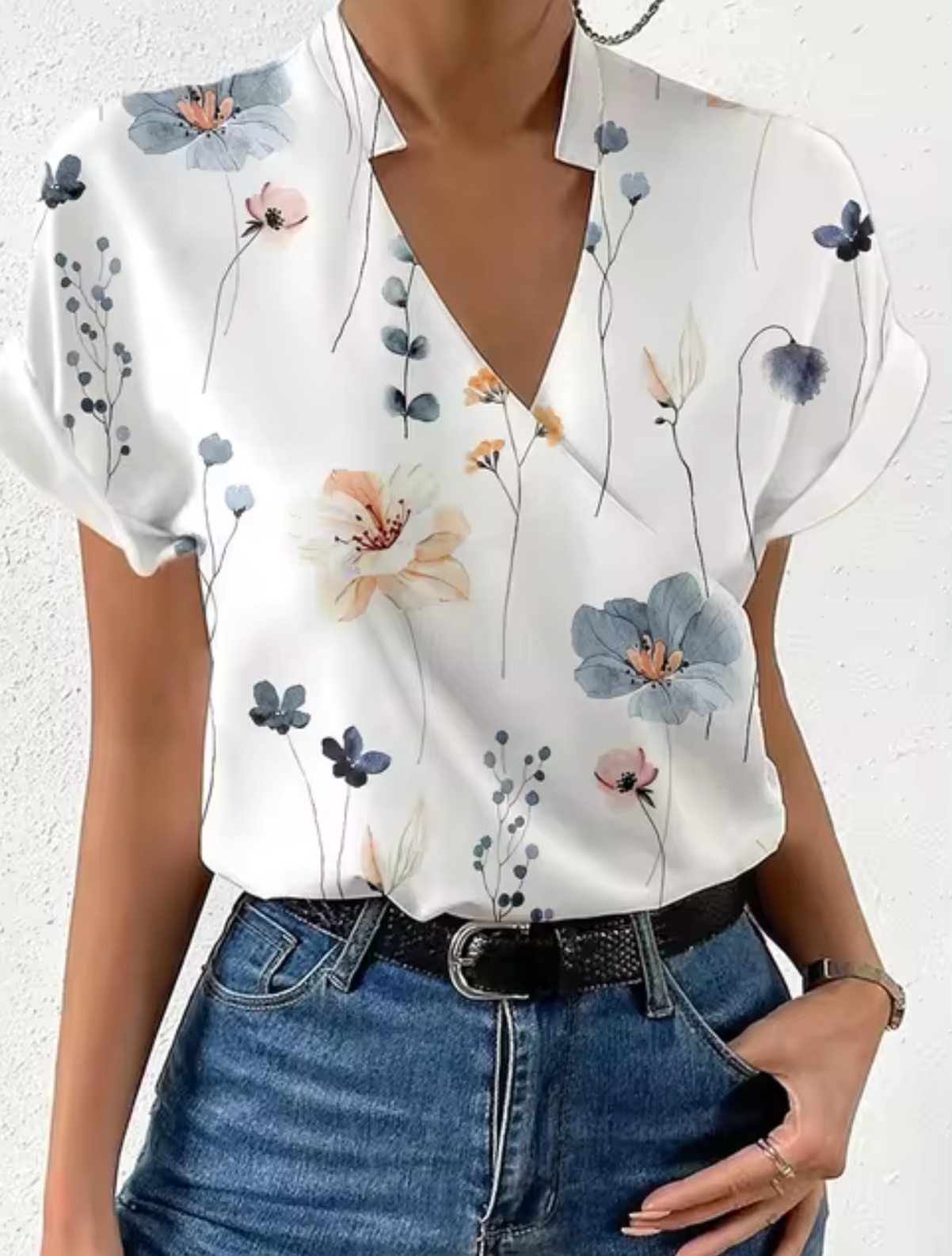 Blusa Mujer Clásica con Escote Cruzado Elegante