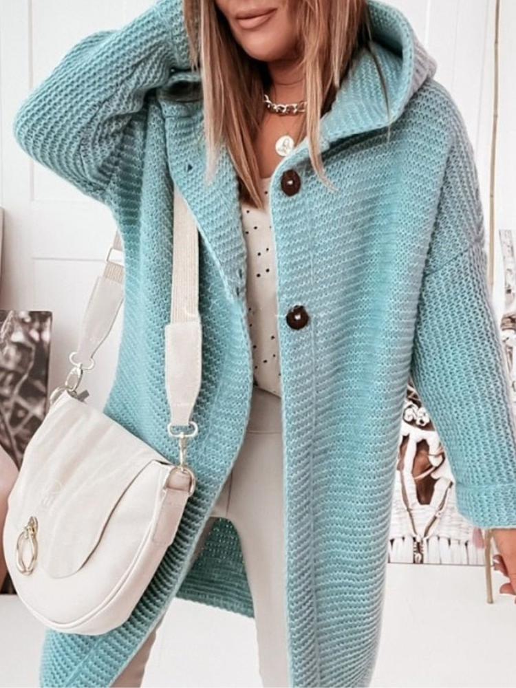 Chaqueta de punto con capucha informal elegante