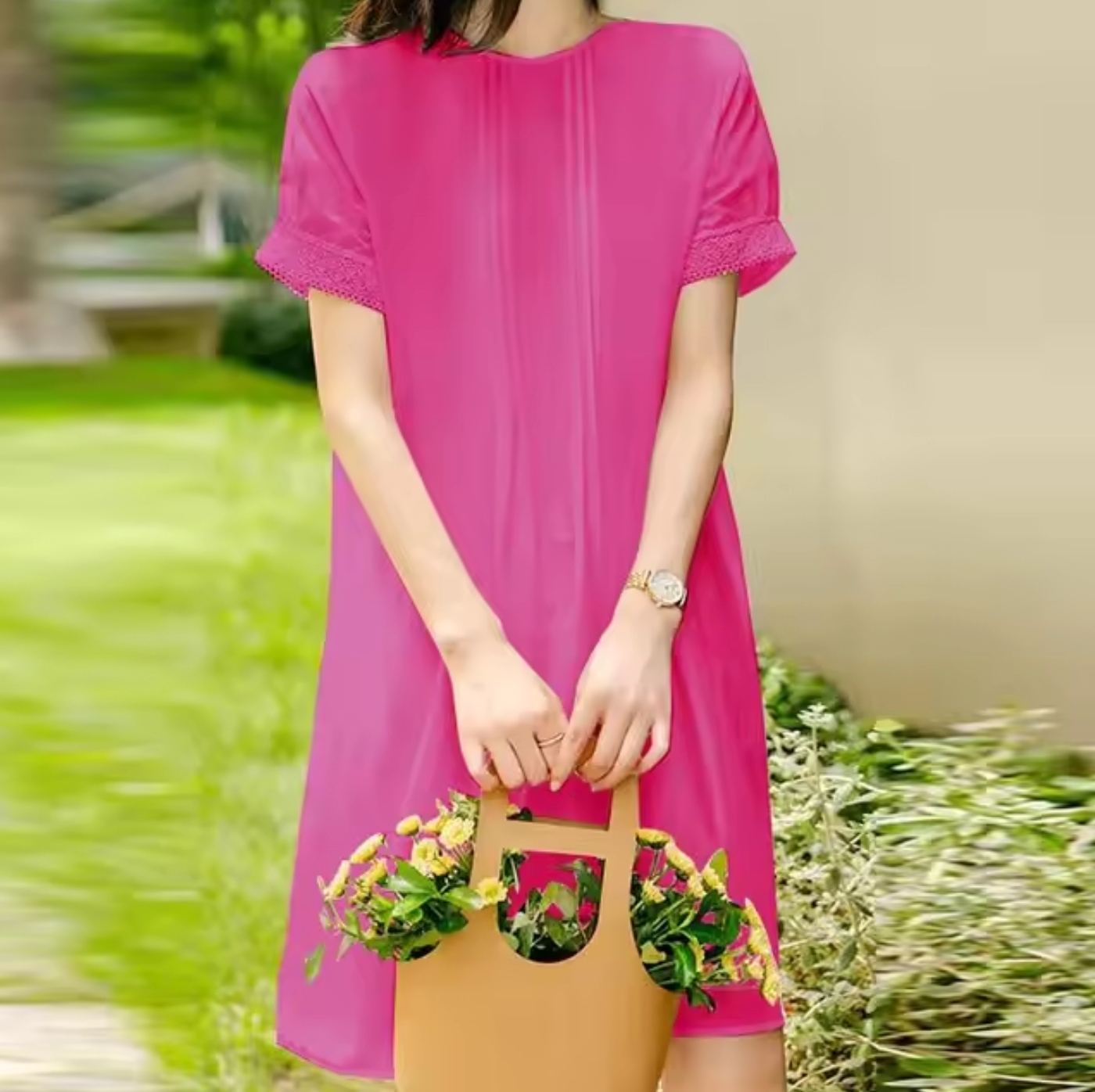 Vestido Mujer Clásico con Escote Suave