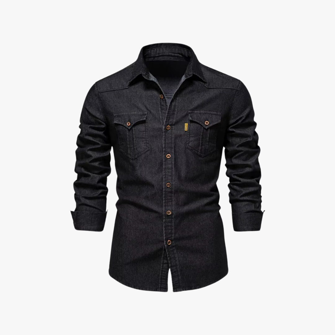 Camisa vaquera azul hombre manga larga casual - Vestiria