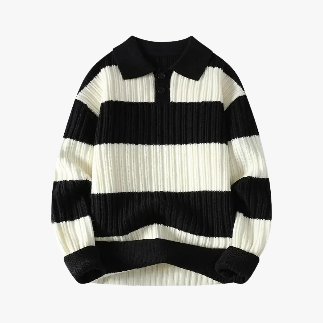 Polo de punto rayado ajustado hombre