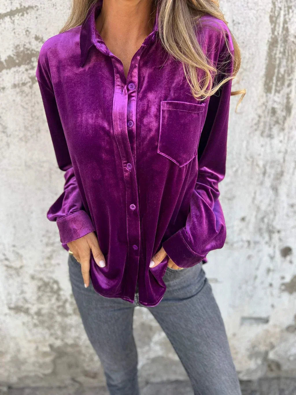 Camisa Terciopelo Lujosa Mujer