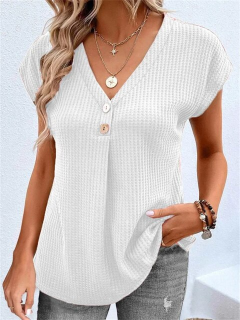 Camisa Mujer Sencilla Escote V