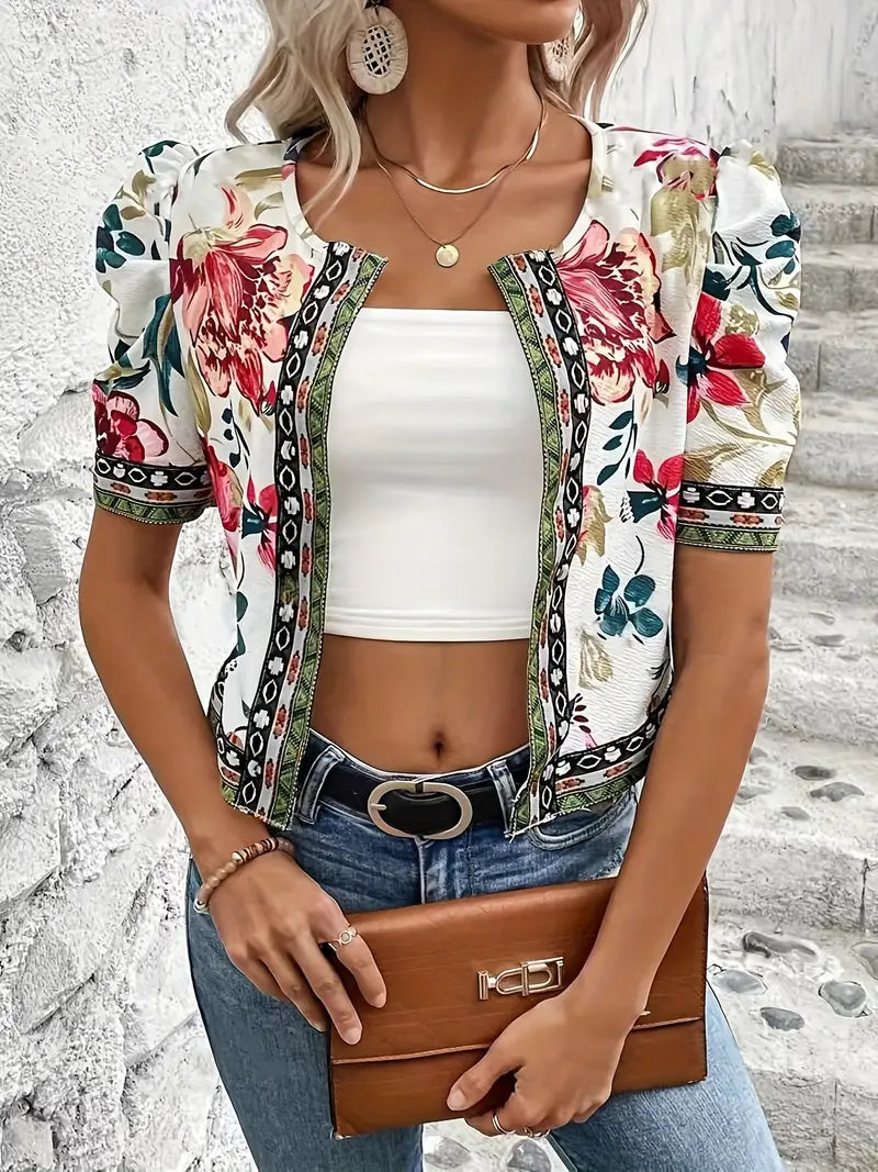 Chaqueta estampada florales ligera verano - Vestiria