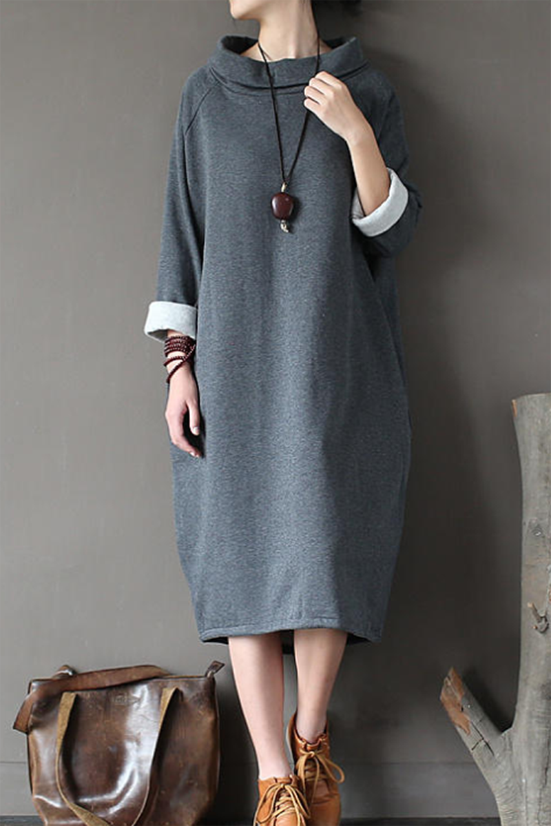Vestido Suéter Abajo Largo Cálido