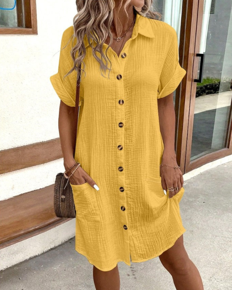 Vestido Mujer Abotonado Estilo Clásico