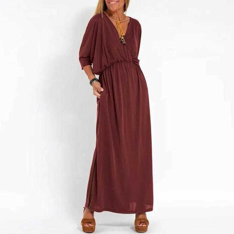 Vestido Largo Boho Cintura Alta Abierto Lado