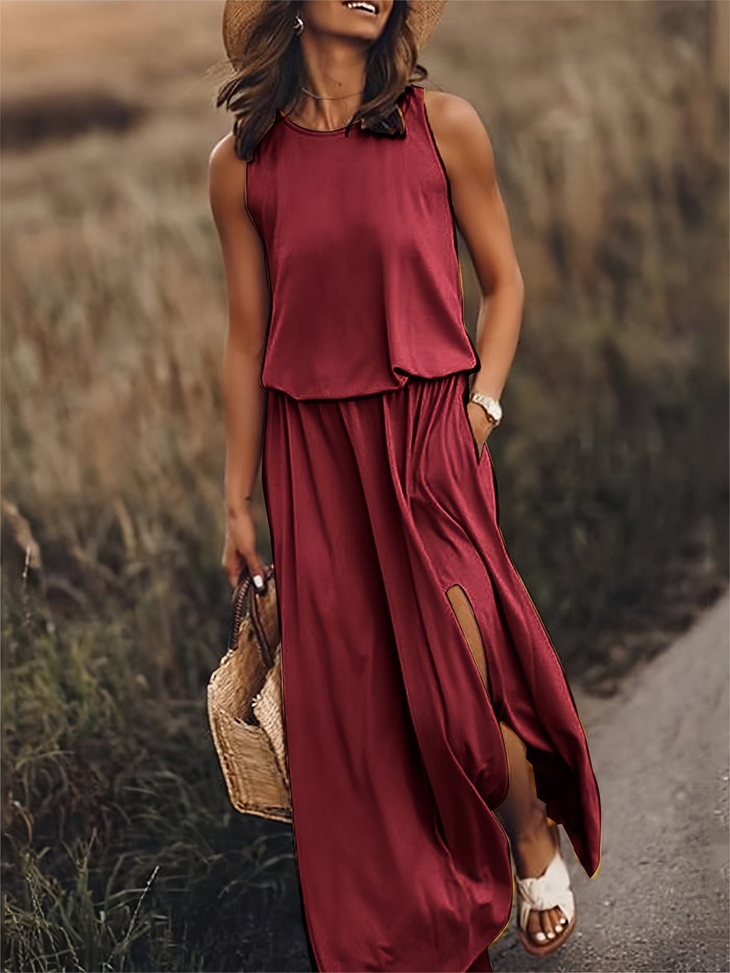 Vestido Maxi Verano Ligero Con Escote
