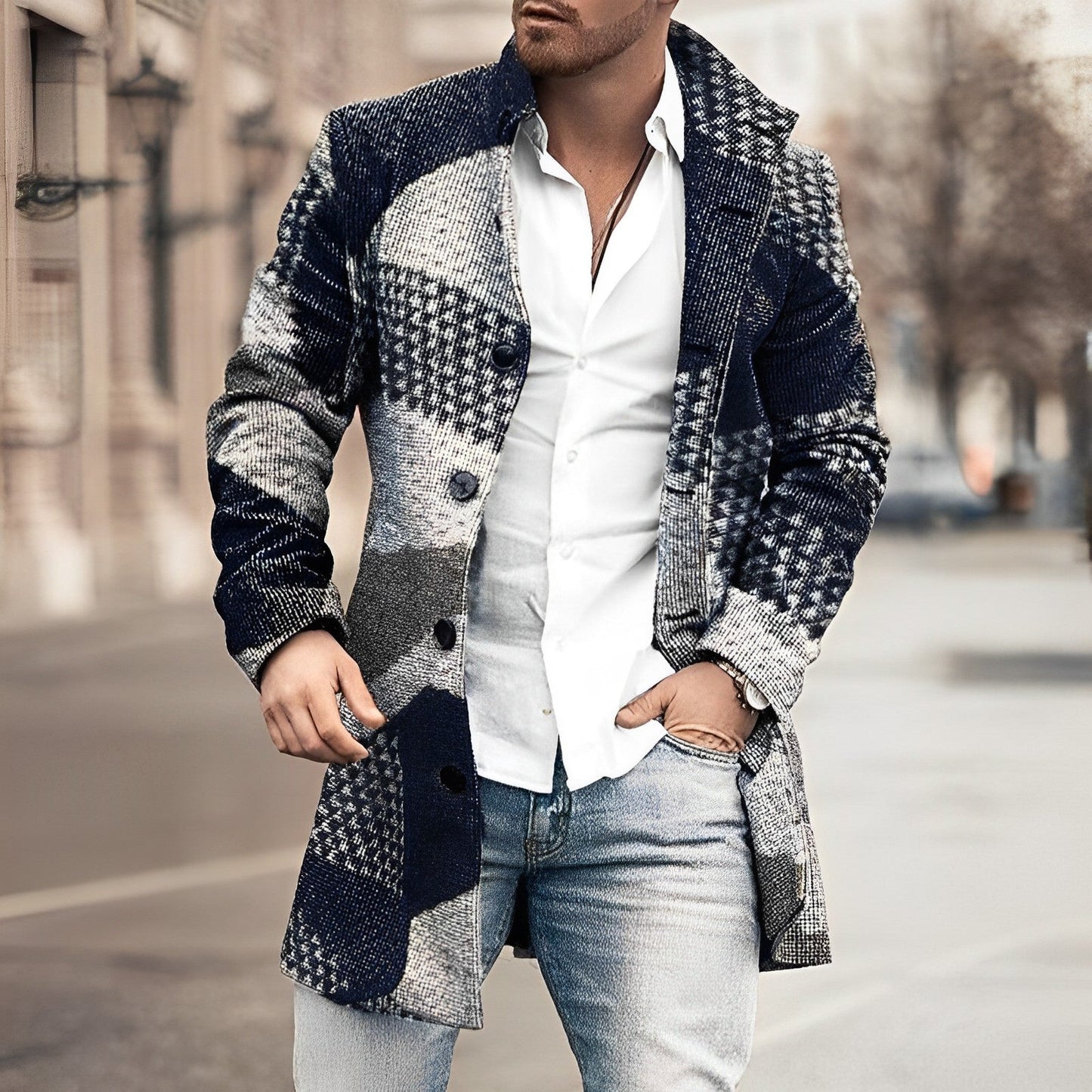 Chaquetón Hombre Largo Estilo Urbano