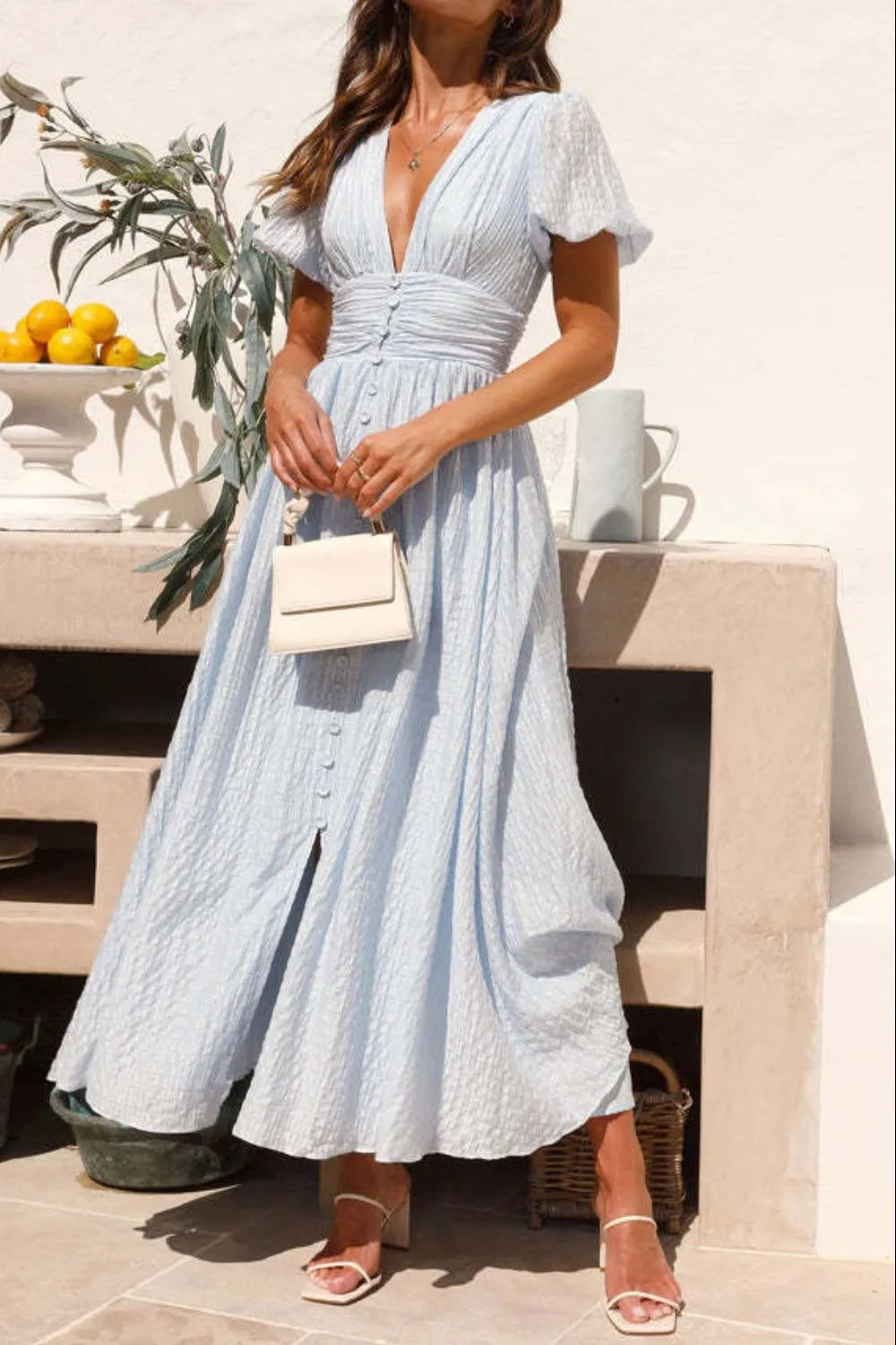 Vestido Elegante Manga Corta Estampado Floral