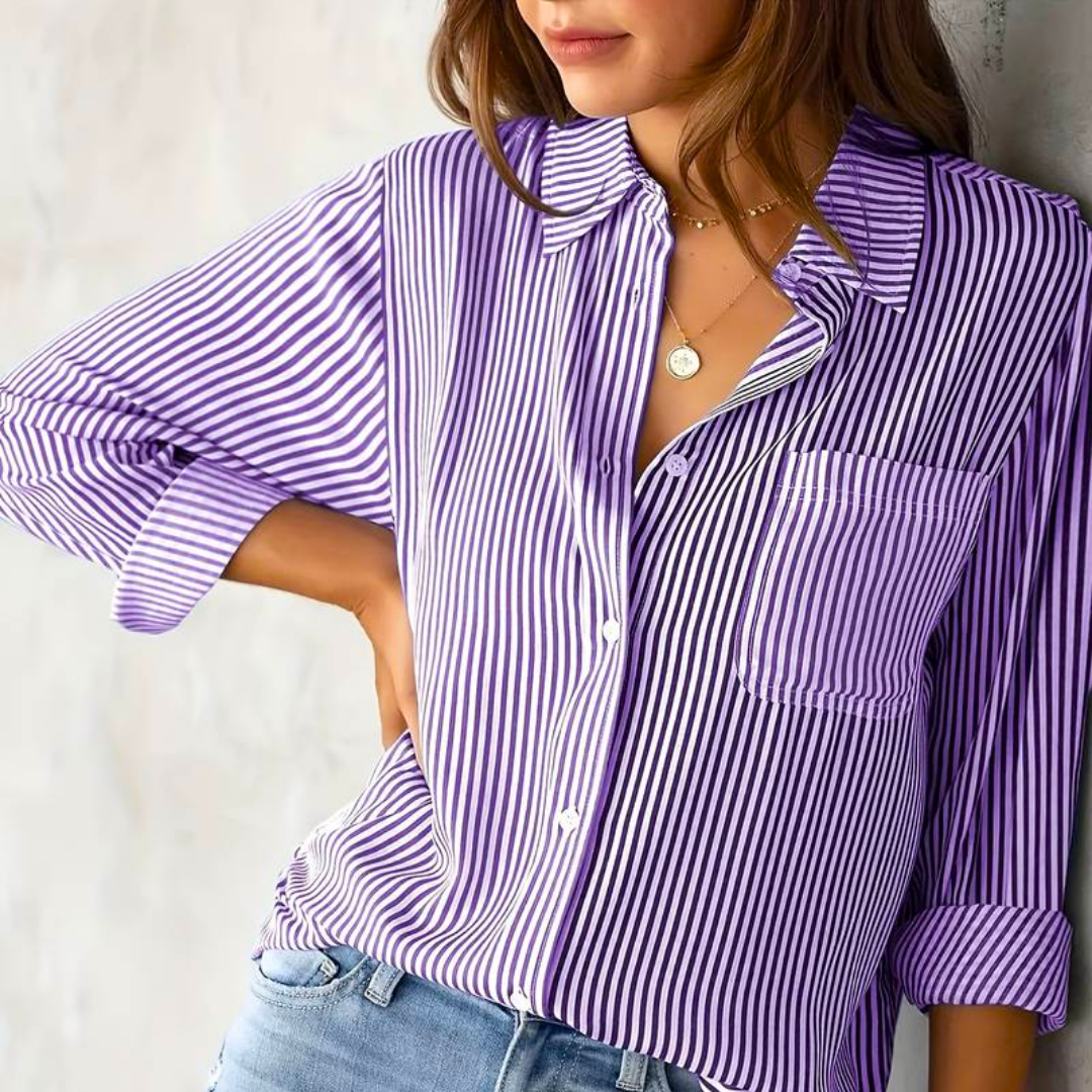 Blusa Polo Clásica a Rayas Femenina