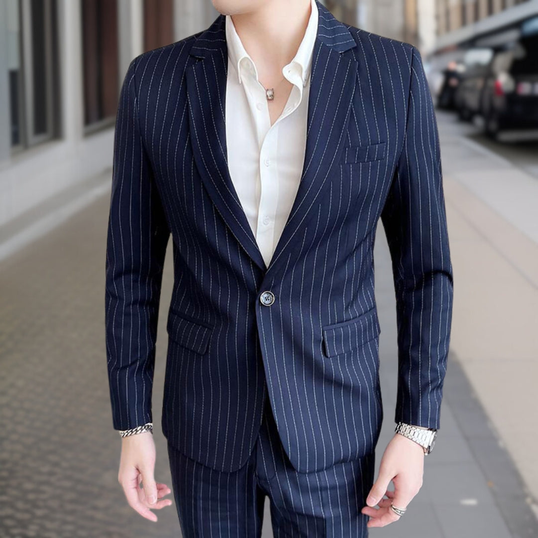 Traje de rayas clásico Conjunto 2 piezas elegante