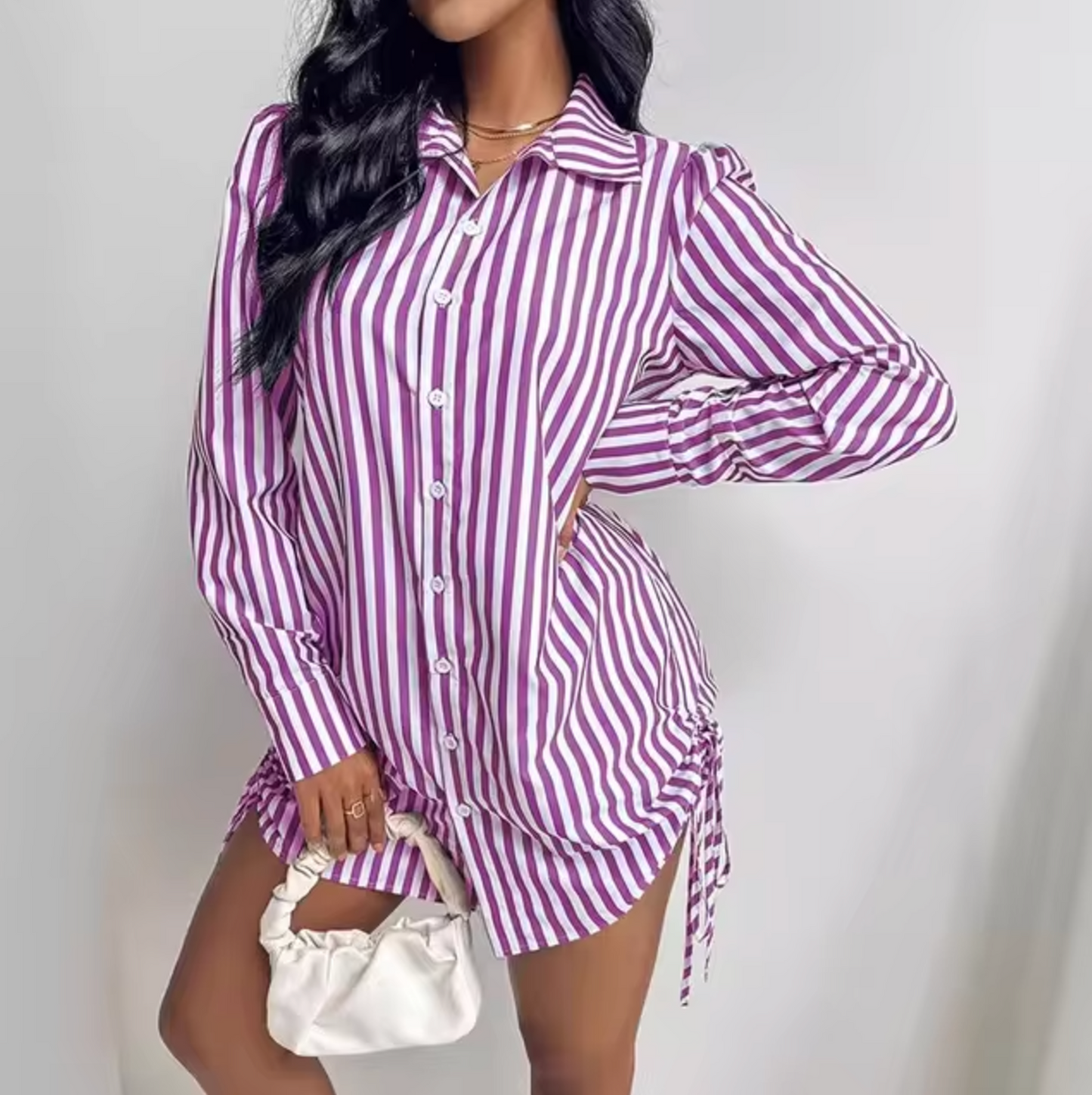 Vestido Rayas Clásico Botones