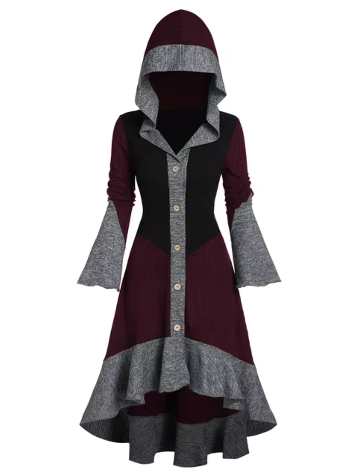 Vestido Capucha Mangas Amplias Mujer
