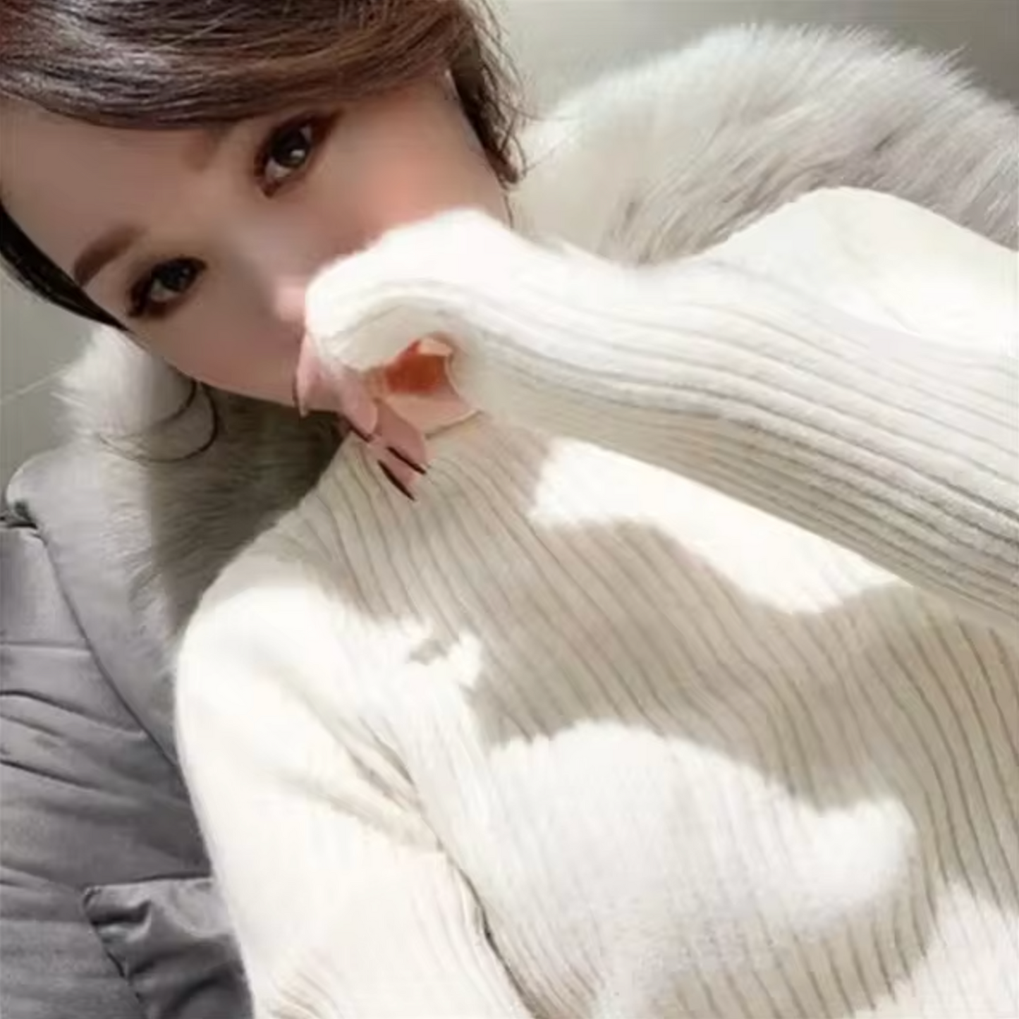 Sudadera cuello alto suave algodón