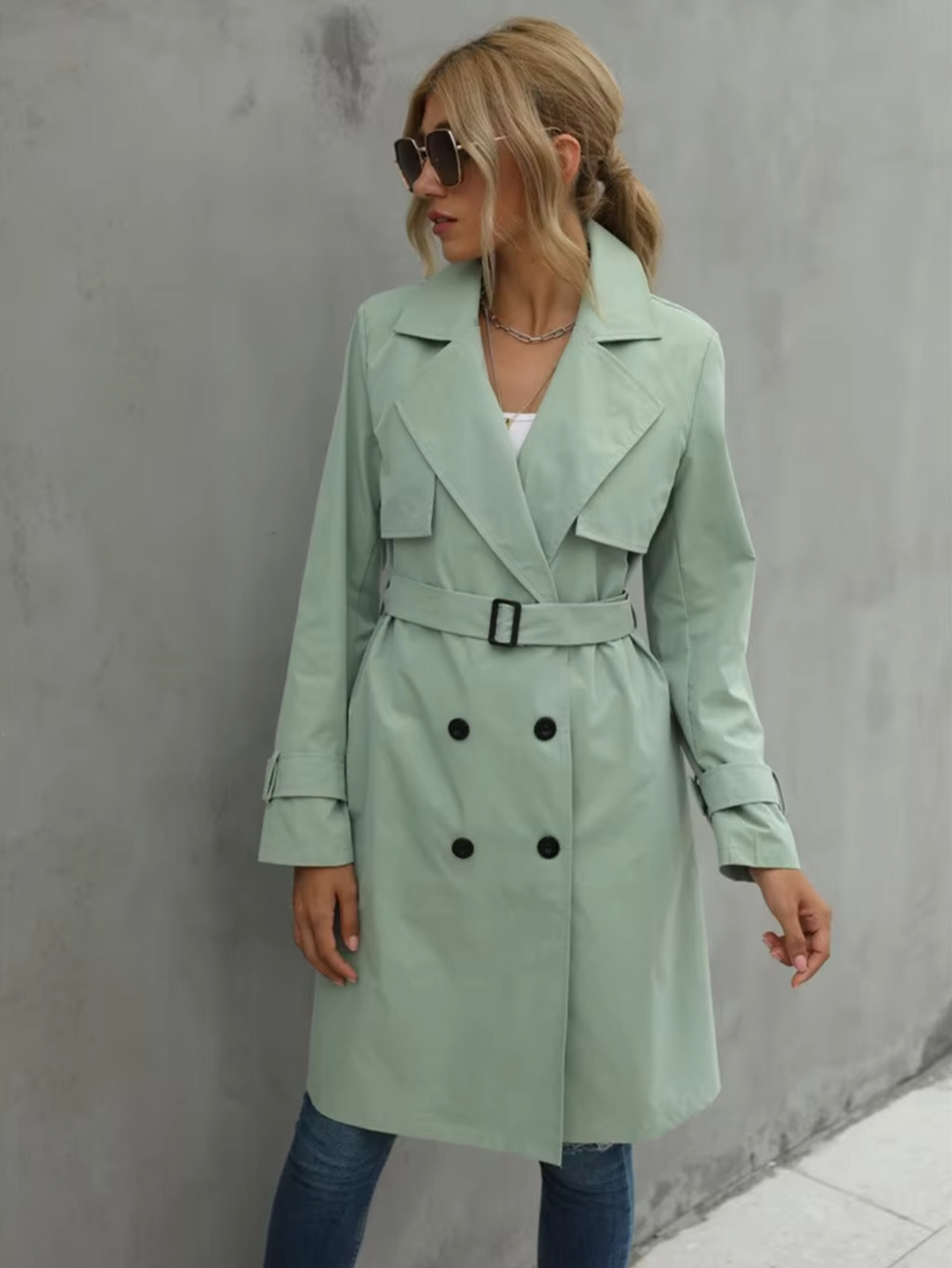 Abrigo Trench Mujer Largo Invernal Clásico