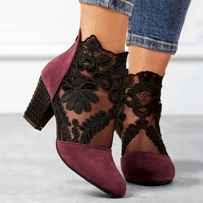 Zapatos Invierno Mujer con Tacón Floral