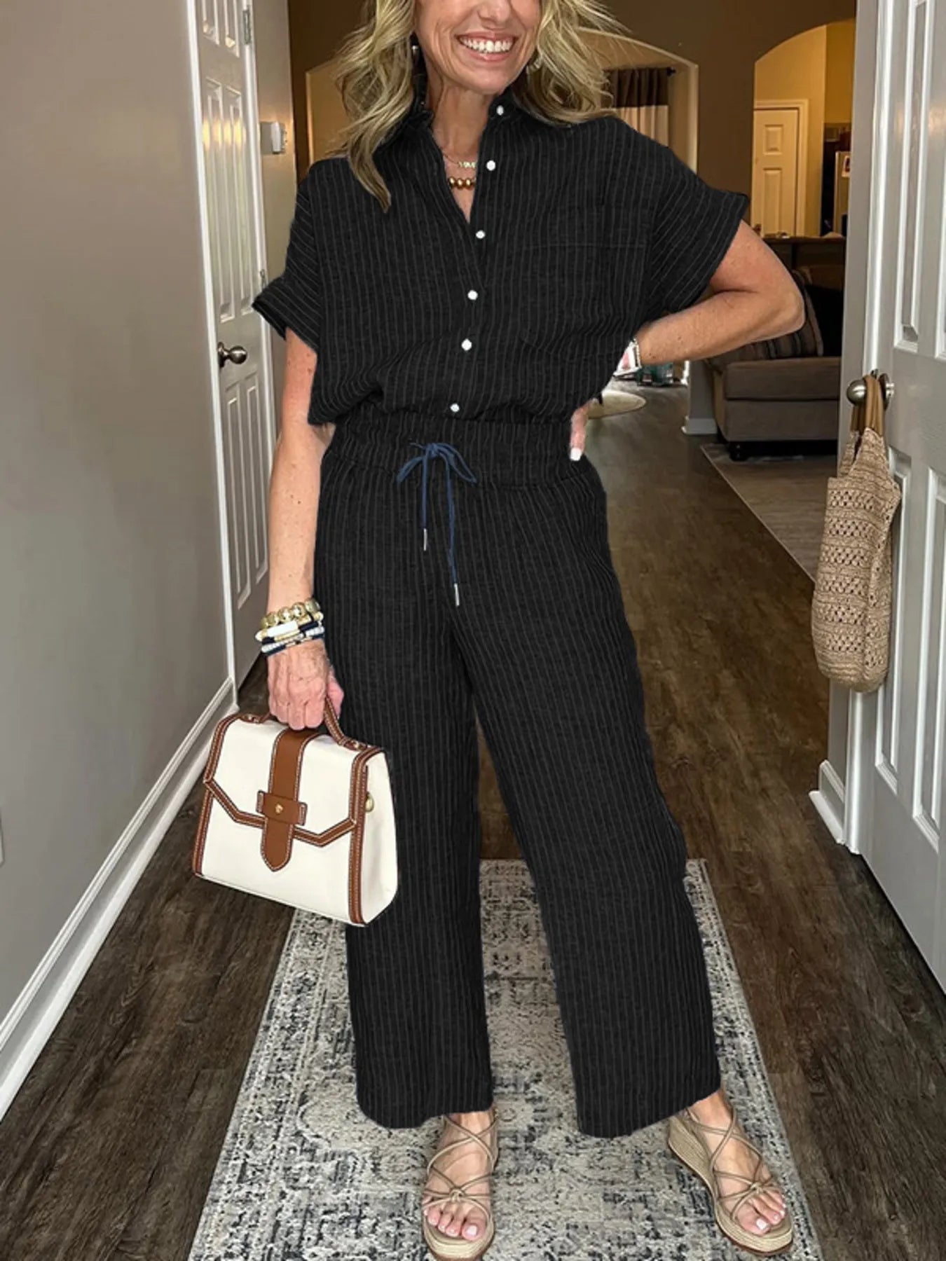 Conjunto Casual Camisa Suelta Pantalón Amplio