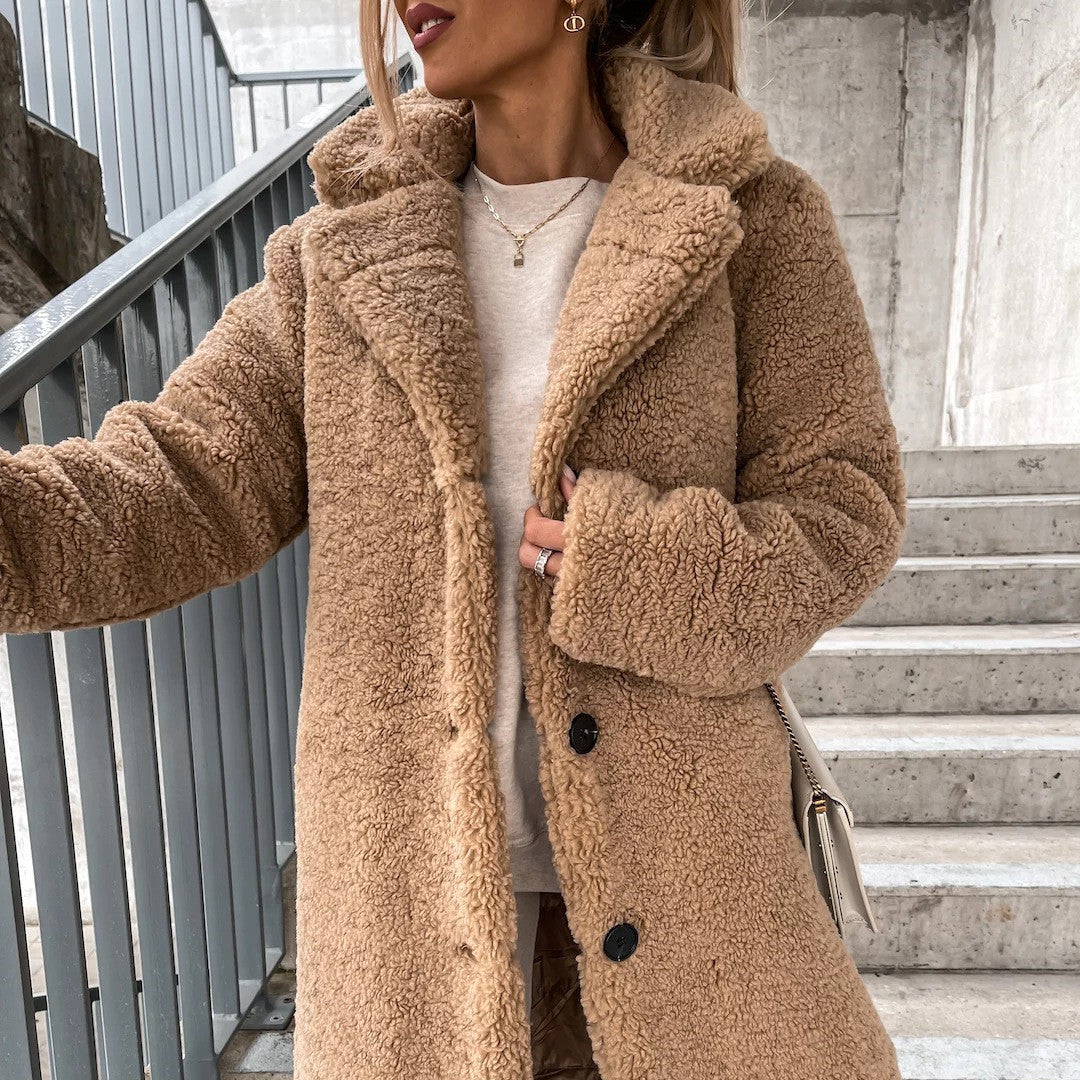 Chaqueta Felpa Mujer Cuello Redondo Clásica