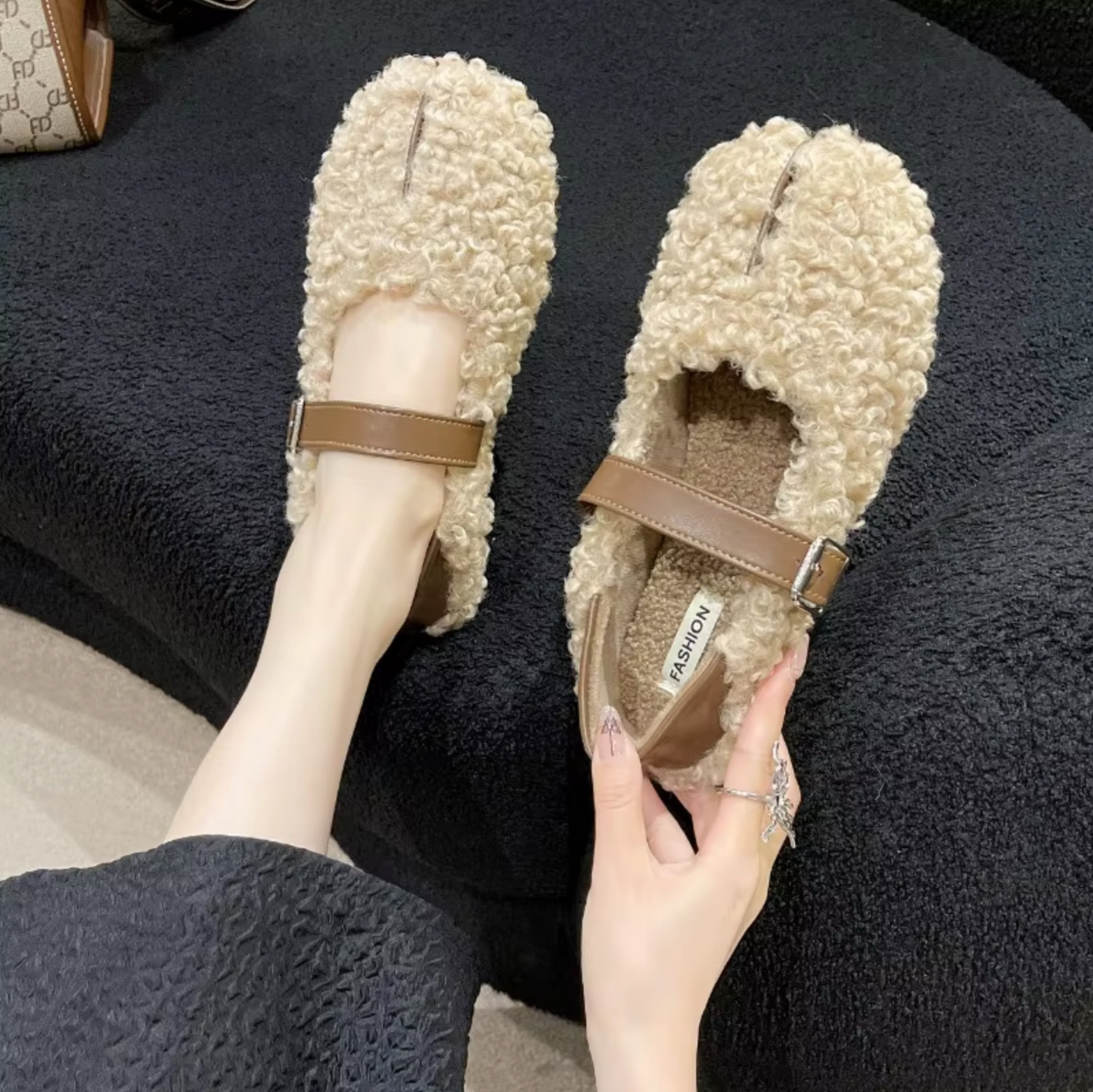 Zapatos Planos de Pelo Sintético