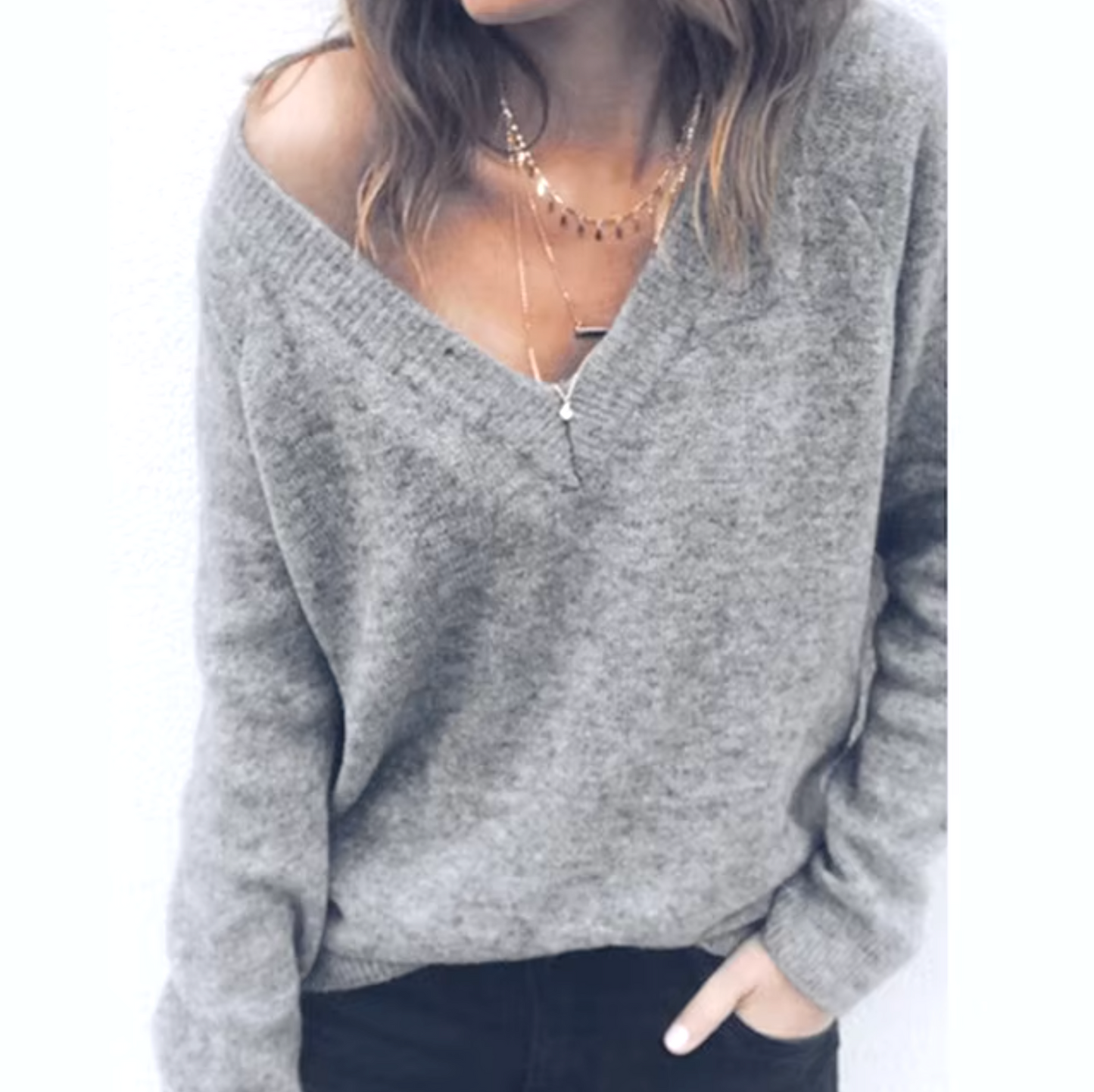 Sudadera de punto manga larga cálida