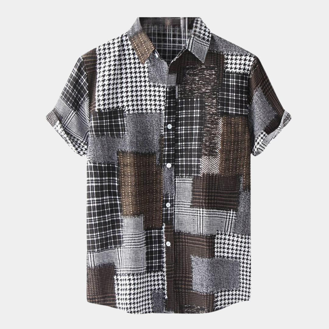 Camisa Hombre Lino Estampado Clásico