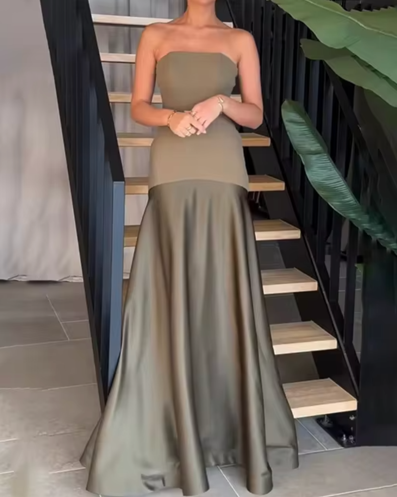 Vestido Largo sin Tirantes Chic Floral