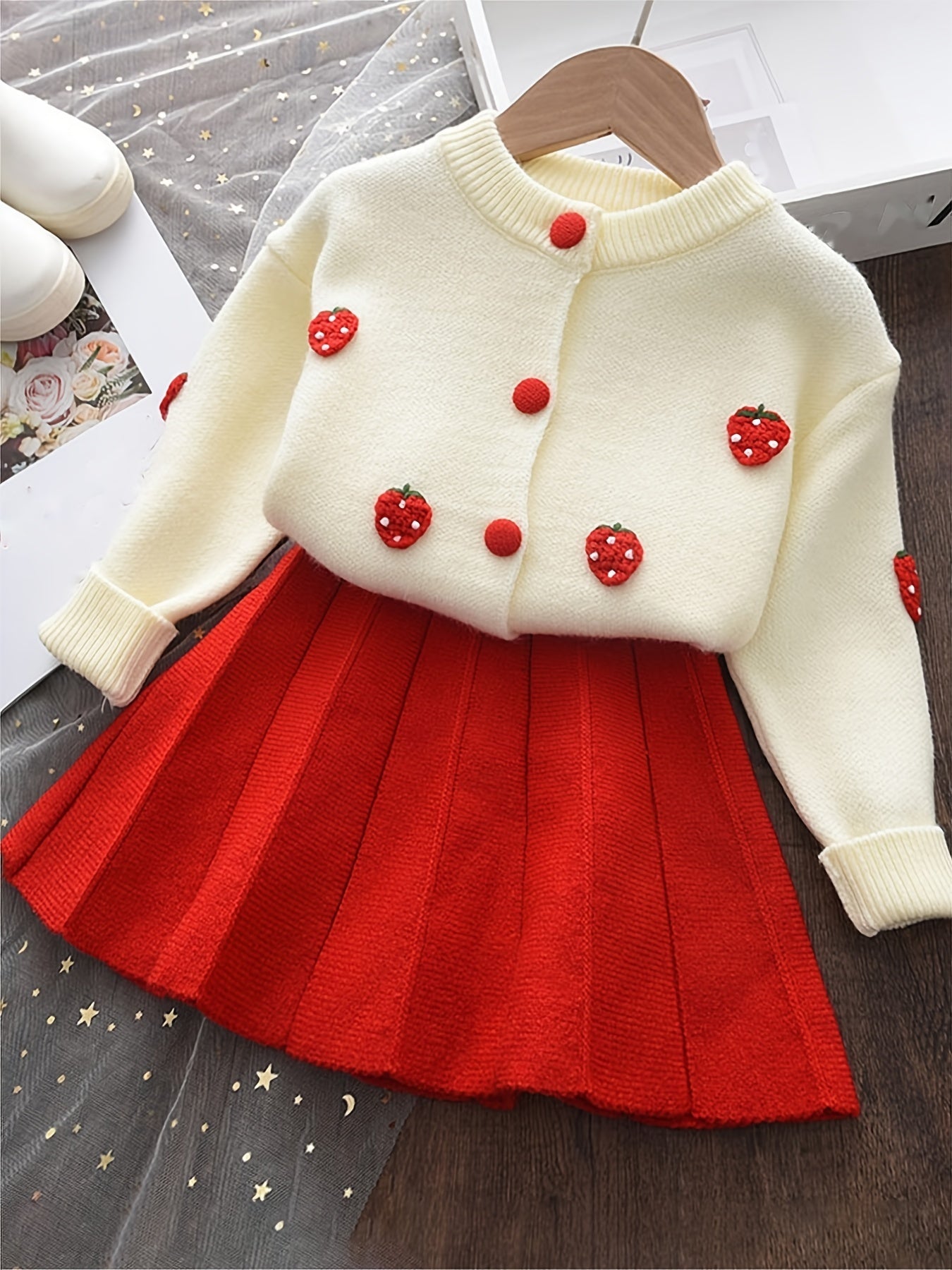 Conjunto Niña Punto Falda Plisada