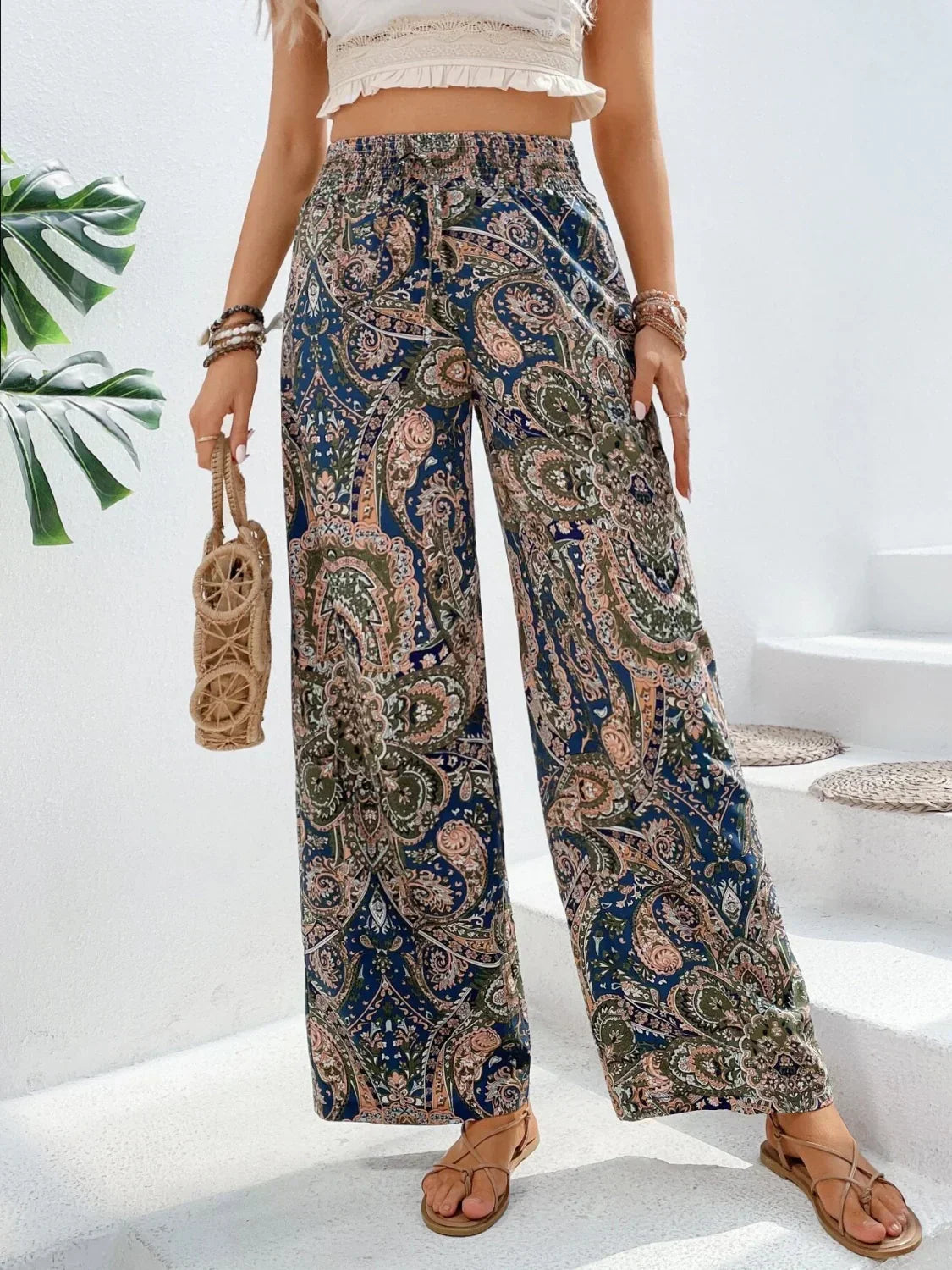 Pantalones Mujer Estampados Amplios Elegantes