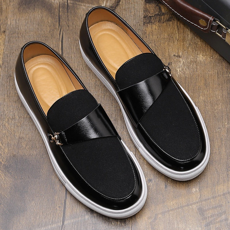 Zapatos Hombre Cuero Lona Estilo Urbano
