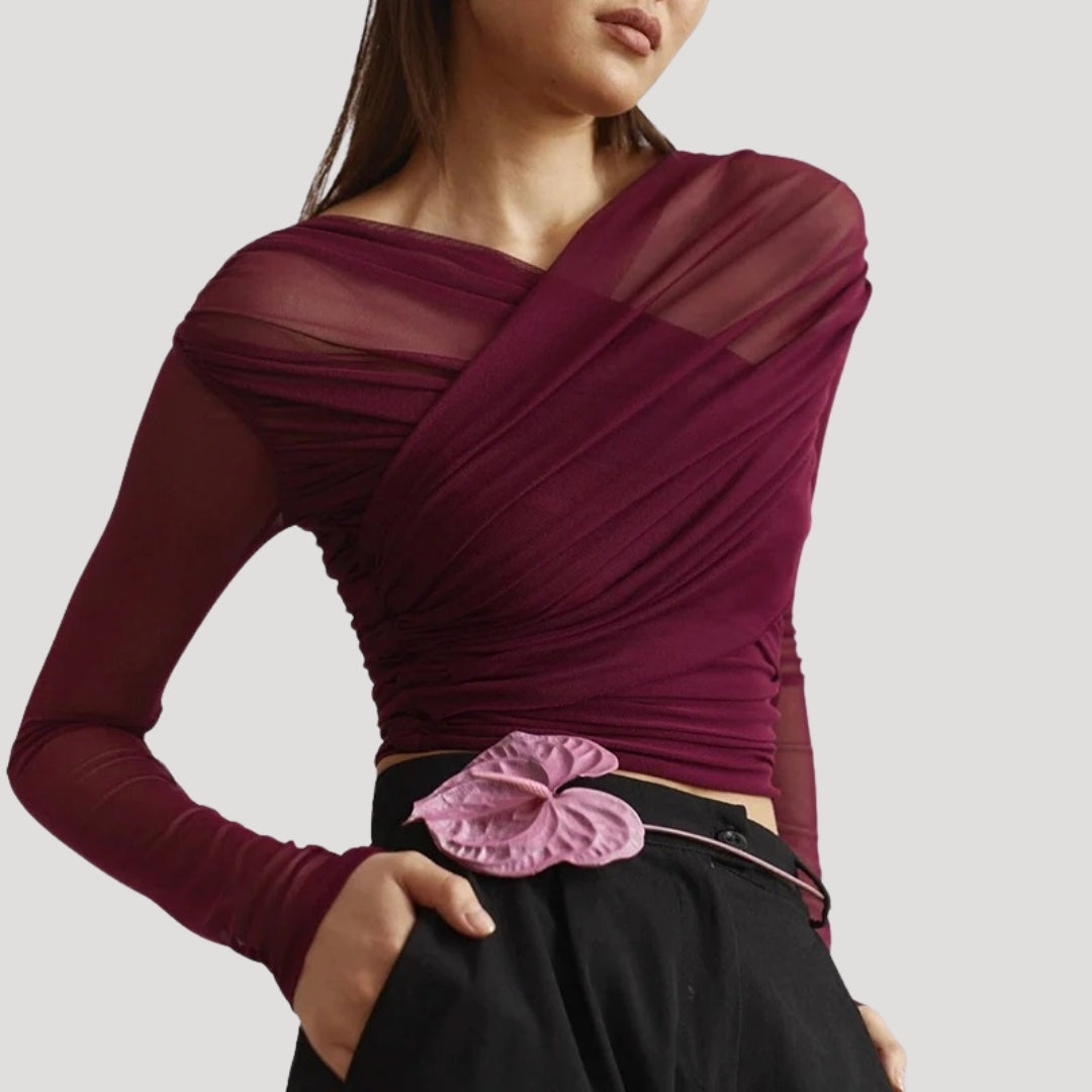 Top cruzado manga larga mujer primavera suave