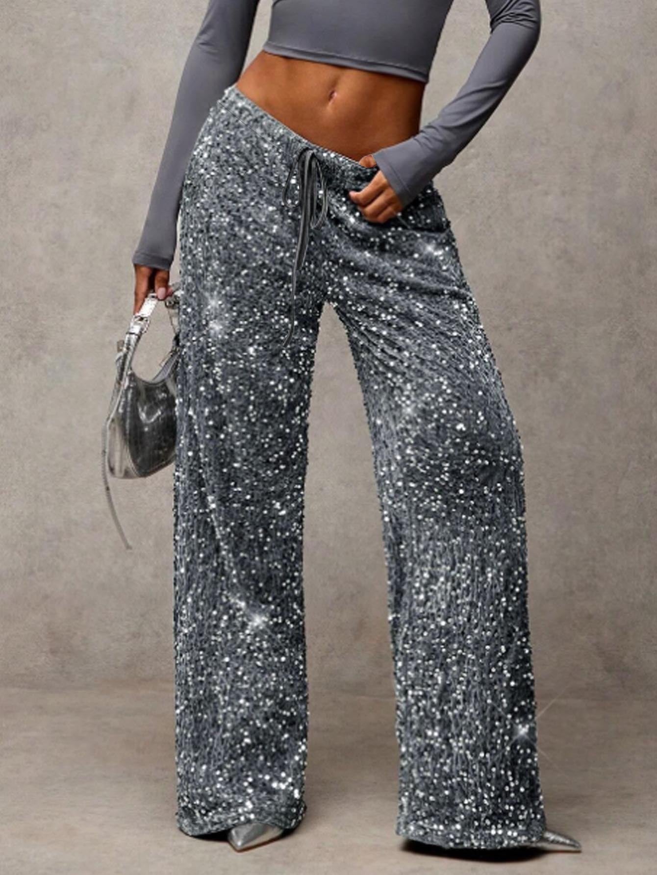 Pantalón Mujer Brillante Lentejuelas