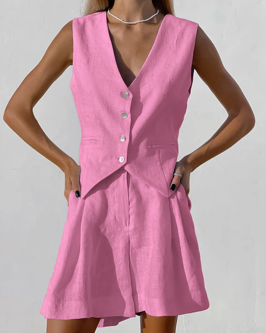 Pantalón y chaleco elegante mujer