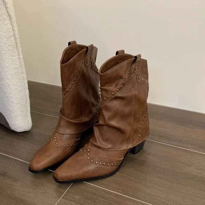 Botas Vaqueras Mujer Tacón Medio Decoradas