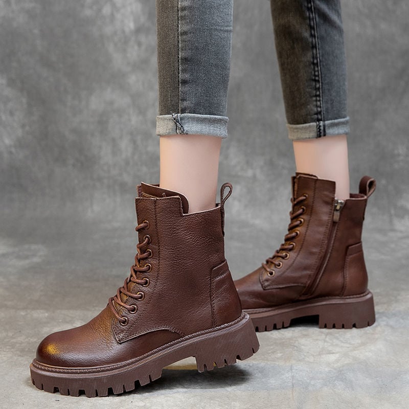 Botas Mujer Piel Estructurada Estilo Urbano