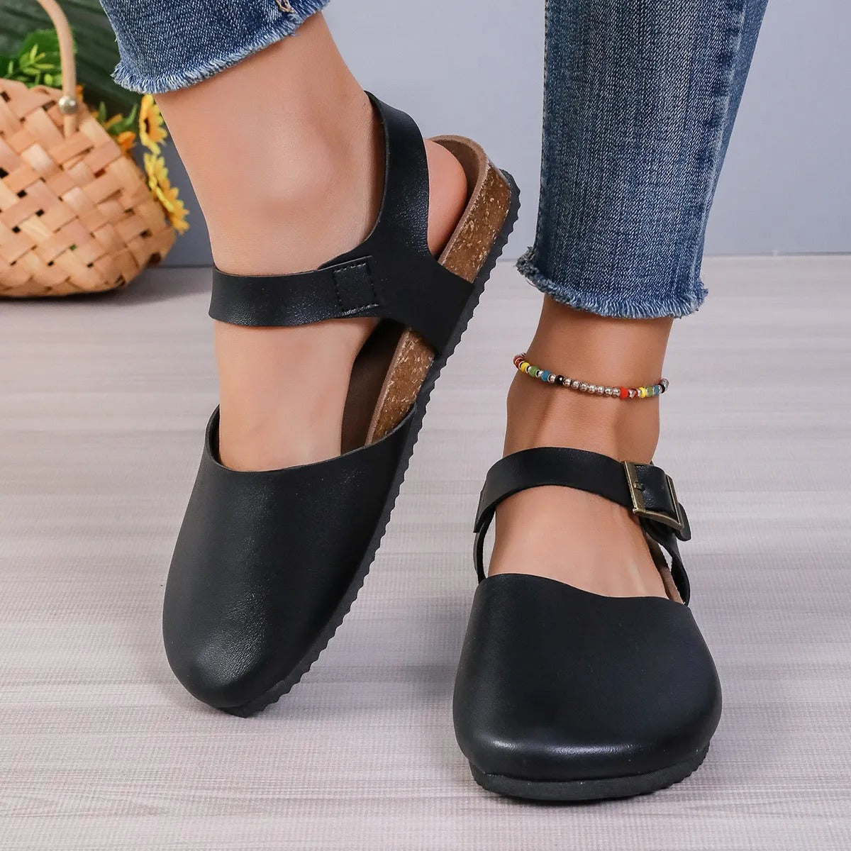 Sandalias Mujer Cerradas con Hebilla Moda