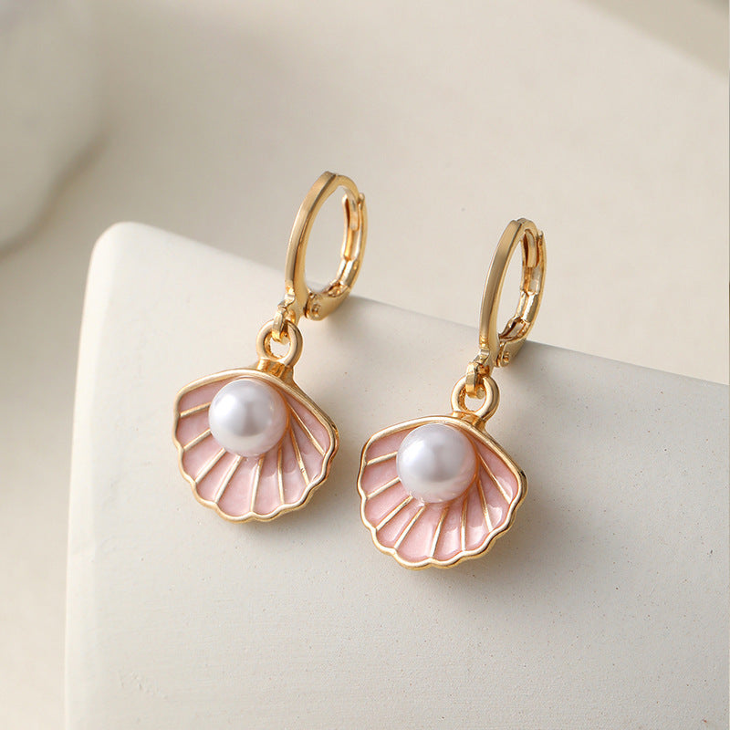 Pendientes Perla Rosa Elegantes Mujer - Vestiria