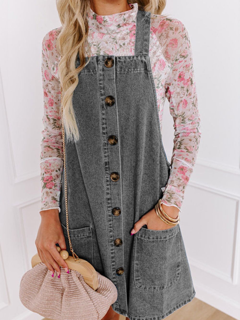 Vestido Vaquero Peto con Tirantes Amplios - Vestiria