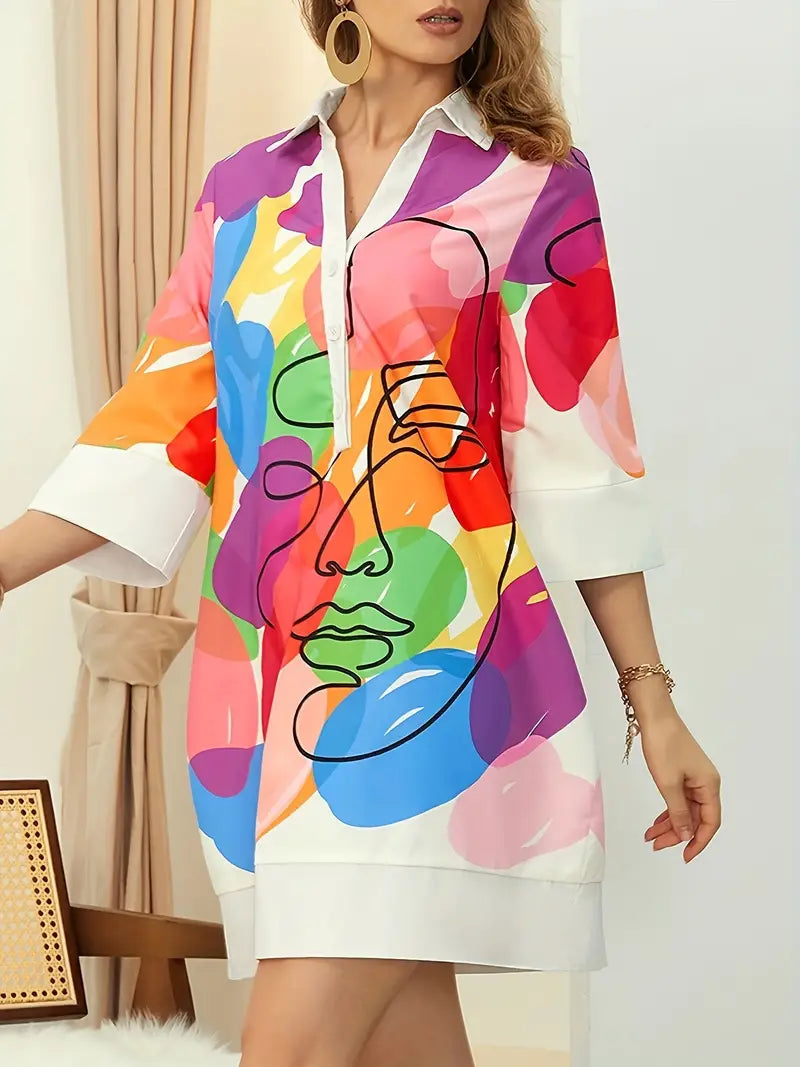 Vestido Camisero Estampado Fiesta - Vestiria