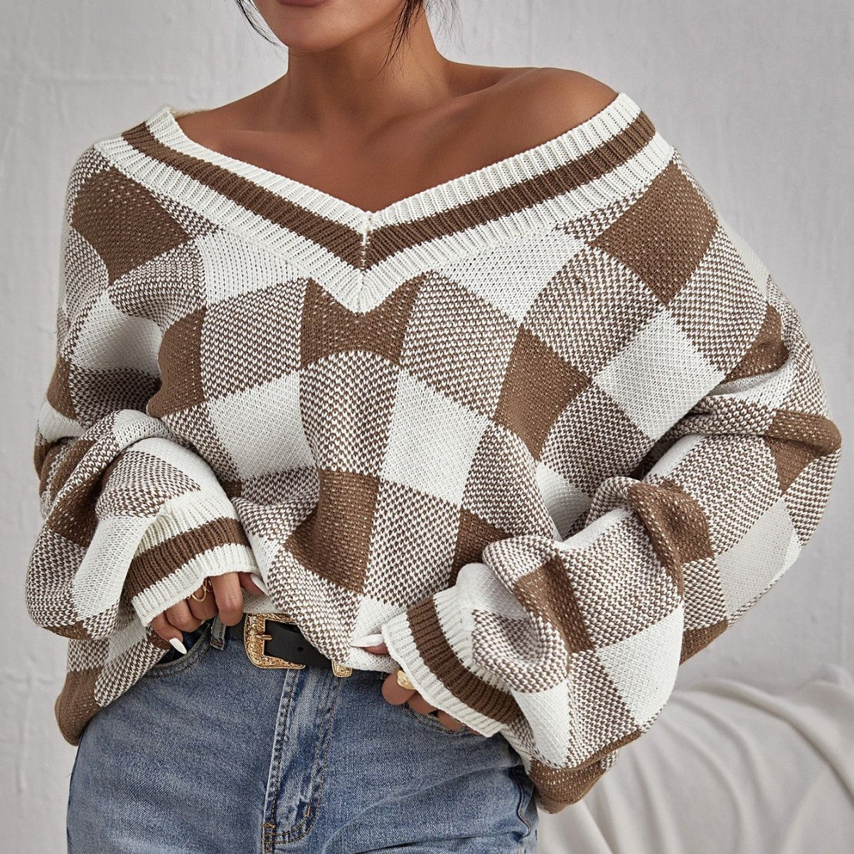 Sudadera Mujer Cuello V Suave Beige - Vestiria
