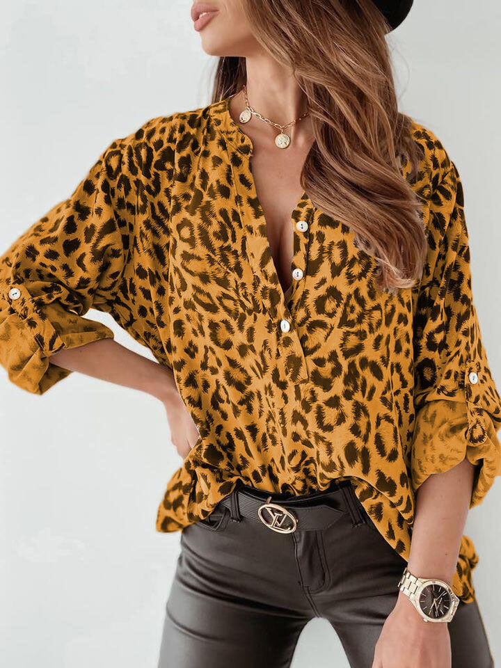 Blusa manga larga estampado leopardo casual