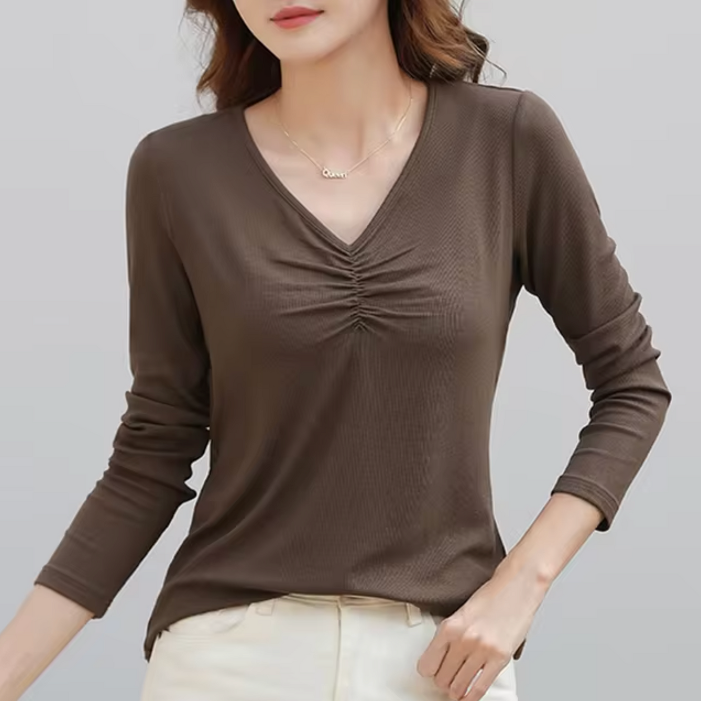 Jersey de punto cuello pico manga larga