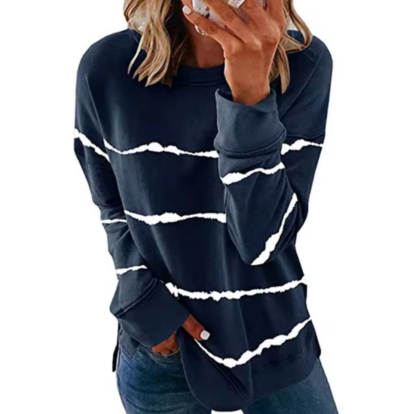Camiseta de Algodón con Rayas Estilo Clásico