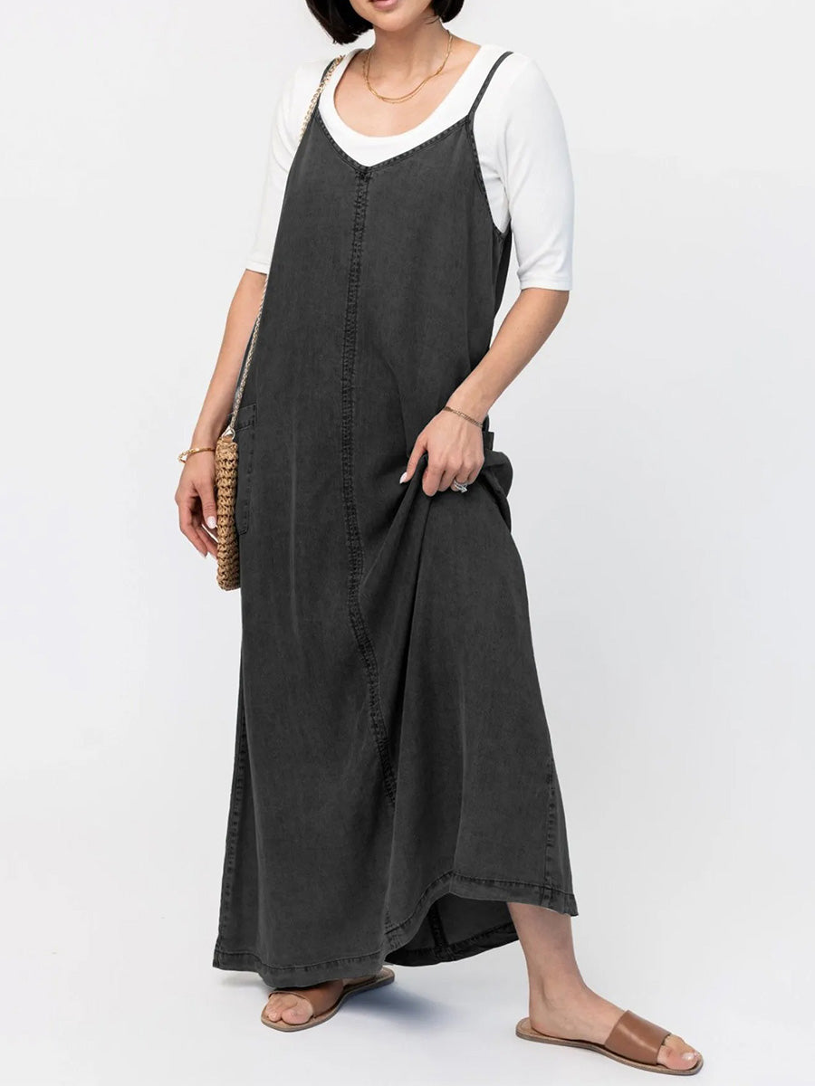 Vestido Vaquero Amplio Estilo Retro