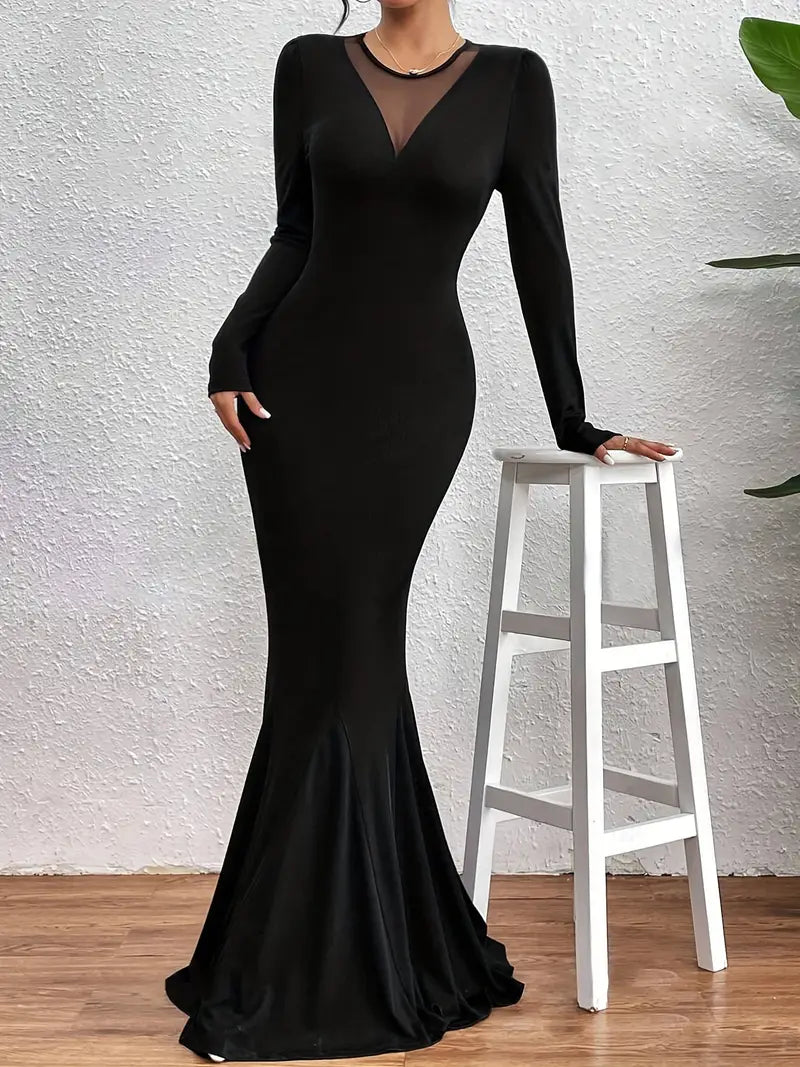 Vestido Largo Elegante Manga Larga - Vestiria