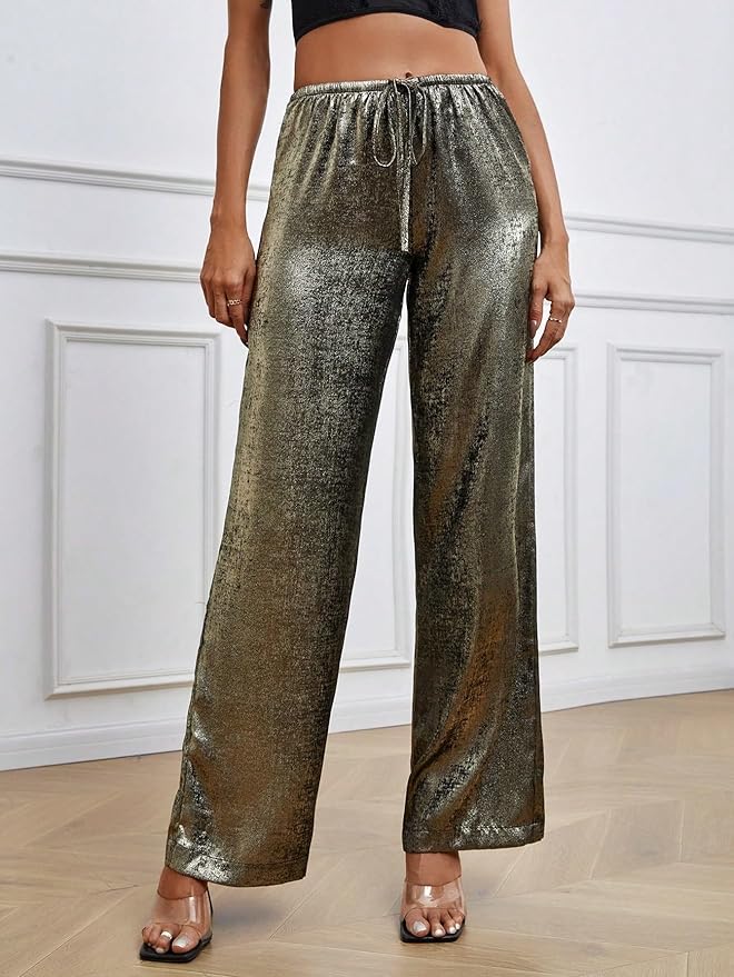 Pantalón Brillante Elástico Cintura - Vestiria